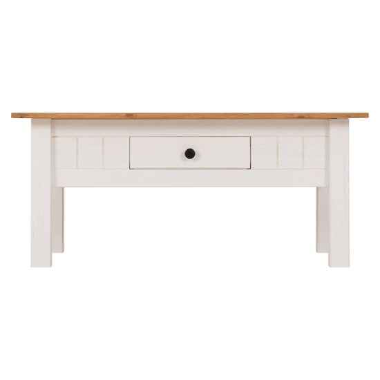 Pavia Coffee Table With 1 Drawer In White And Natural Wax