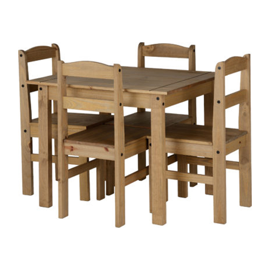 Pavia Wooden Dining Table With 4 Chairs In Natural Wax
