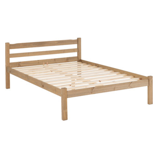Pavia Wooden Double Bed In Natural Wax