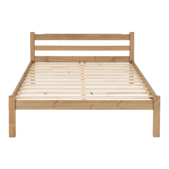 Pavia Wooden Double Bed In Natural Wax