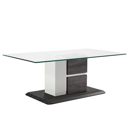 Photo of Panama glass coffee table with dark grey wooden base