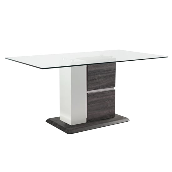 Product photograph of Panama Glass Dining Table With Dark Grey Wooden Base from Furniture in Fashion