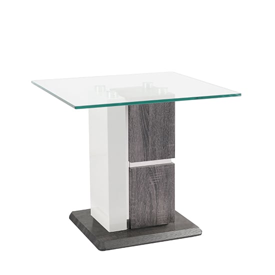 Product photograph of Panama Glass End Table With Dark Grey Wooden Base from Furniture in Fashion