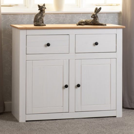 Pavia Sideboard 2 Doors 2 Drawers In White And Natural Wax