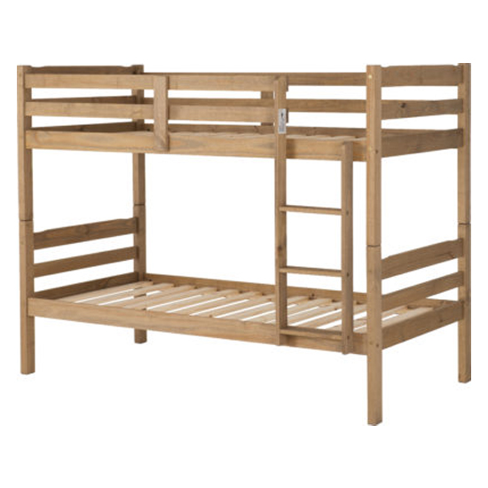 Pavia Wooden Bunk Bed With Ladder In Natural Wax