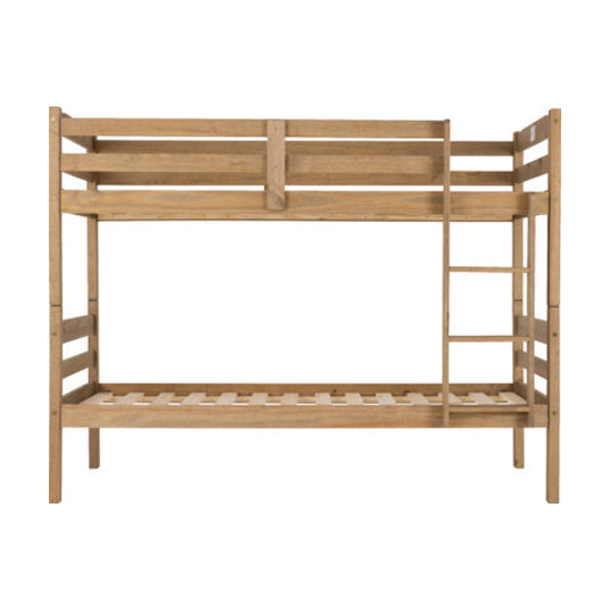 Pavia Wooden Bunk Bed With Ladder In Natural Wax