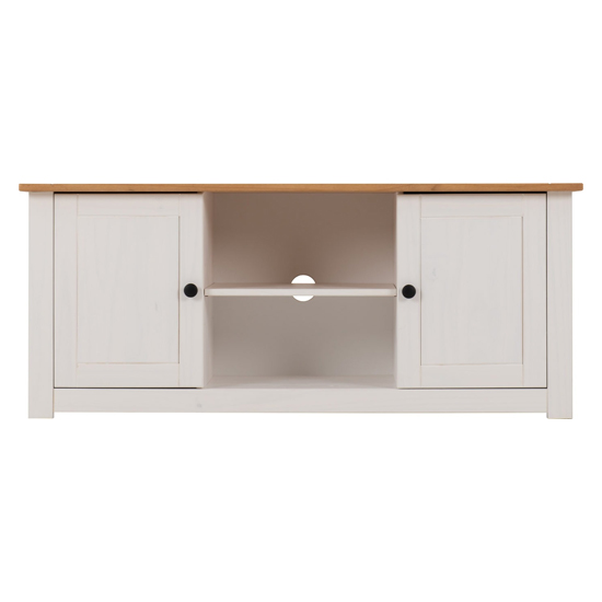 Pavia TV Stand With 2 Door 1 Shelf In White And Natural Wax