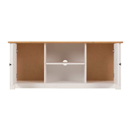 Pavia TV Stand With 2 Door 1 Shelf In White And Natural Wax