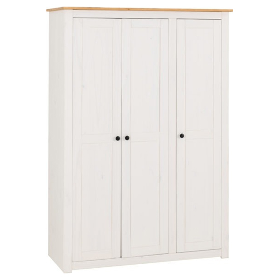 Pavia Wardrobe With 3 Doors In White And Natural Wax