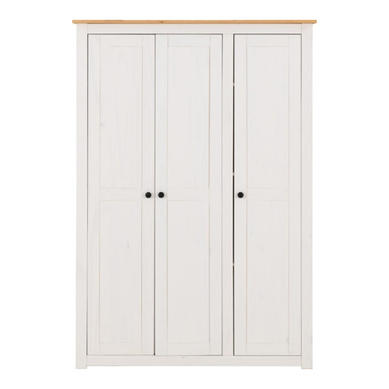 Pavia Wardrobe With 3 Doors In White And Natural Wax