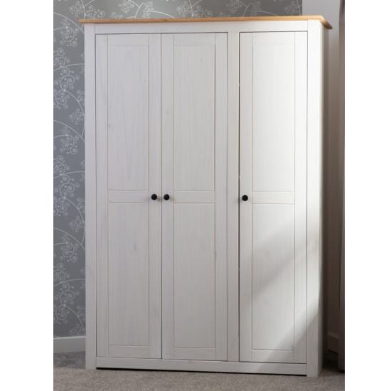 Read more about Pavia wardrobe with 3 doors in white and natural wax