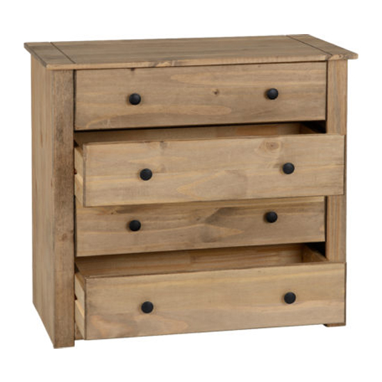 Pavia Wooden Chest Of 4 Drawers In Natural Wax