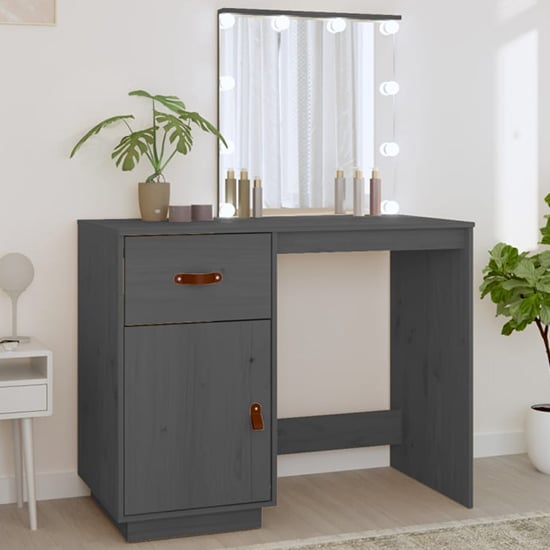 Photo of Panas pinewood dressing table in grey with led lights