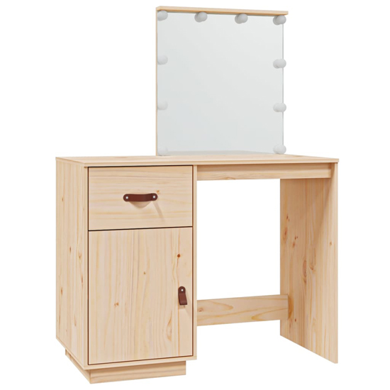 Panas Pinewood Dressing Table In Natural With LED Lights