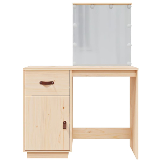 Panas Pinewood Dressing Table In Natural With LED Lights_4