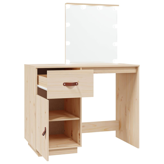 Panas Pinewood Dressing Table In Natural With LED Lights