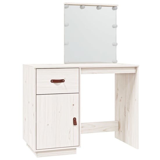 Panas Pinewood Dressing Table In White With LED Lights