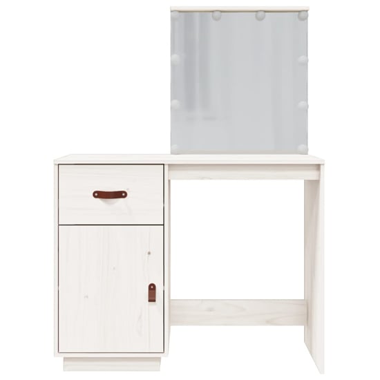 Panas Pinewood Dressing Table In White With LED Lights