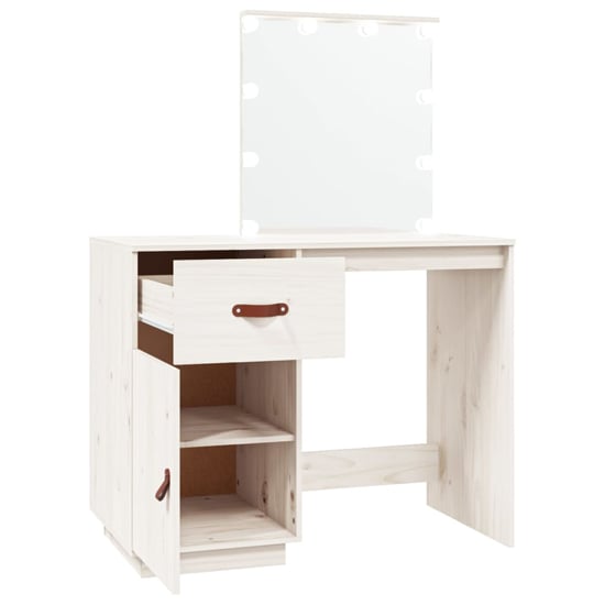 Panas Pinewood Dressing Table In White With LED Lights
