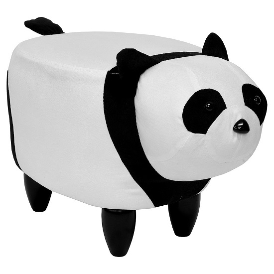 Photo of Panda shaped pouffe in white and black finish