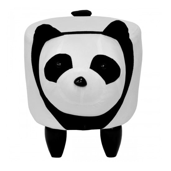 Panda Shaped Pouffe In White And Black Finish_3