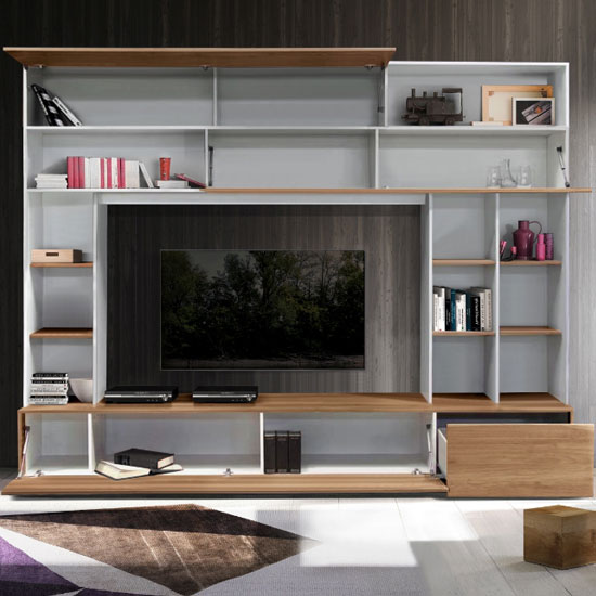 Pandora Large Entertainment Unit In White And Stelvio Walnut_2