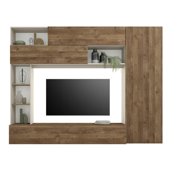 Pandora Wooden Entertainment Unit In Cashmere And Mercure Oak