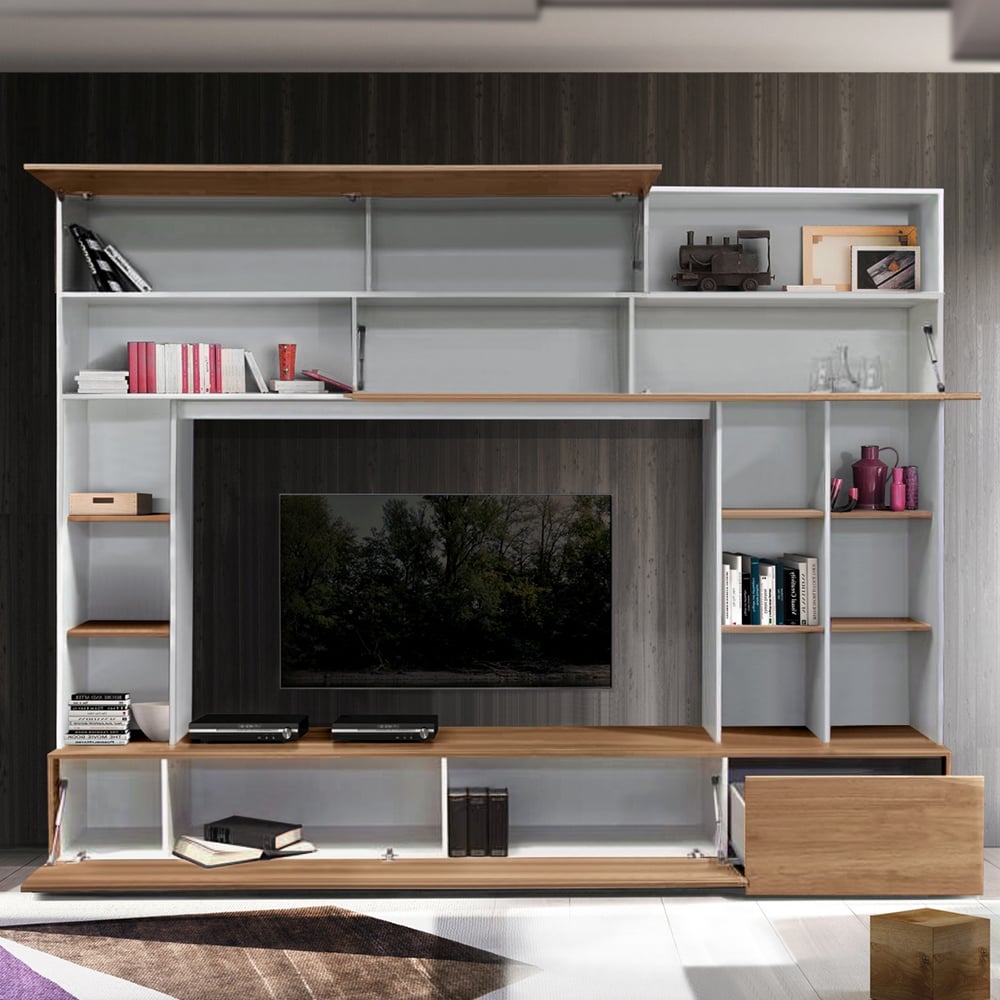 Pandora Wooden Entertainment Unit In White And Stelvio Walnut