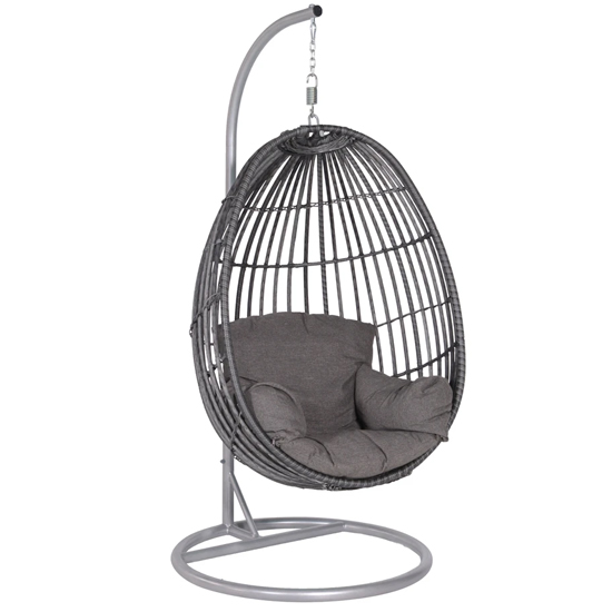 Read more about Paneya synthetic rattan hanging swing chair in earl grey