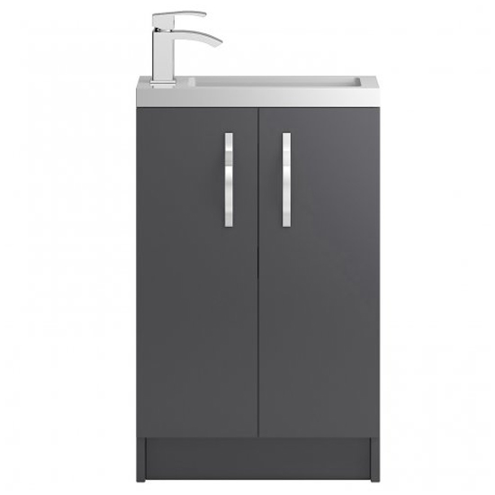 Read more about Paola 50cm floor vanity with compact basin in gloss grey