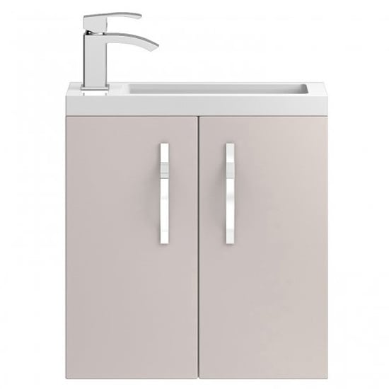 Read more about Paola 50cm wall vanity with compact basin in gloss cashmere
