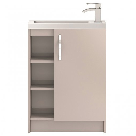 Product photograph of Paola 60cm 1 Door Floor Vanity With Compact Basin In Cashmere from Furniture in Fashion