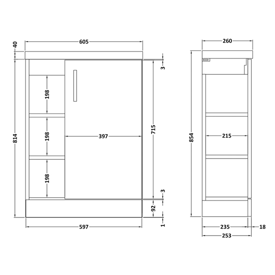 Paola 60cm 1 Door Floor Vanity With Compact Basin In Gloss Grey_3