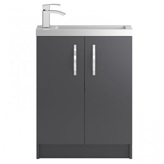 Read more about Paola 60cm floor vanity with compact basin in gloss grey