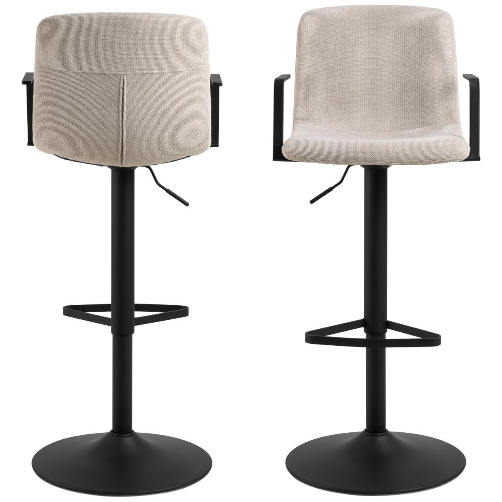 Paoli Beige Fabric Bar Chairs With Steel Base In Pair