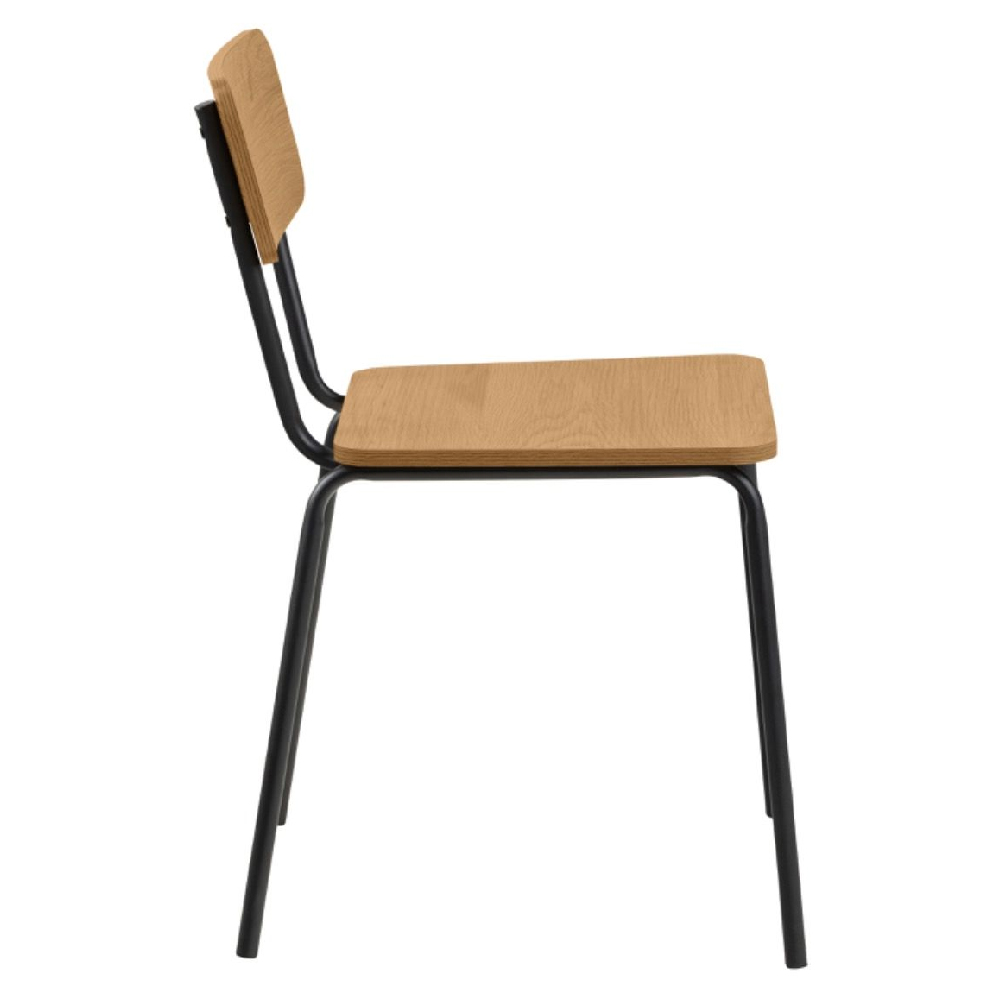 Paoli Oak Wooden Dining Chairs With Black Legs In Pair