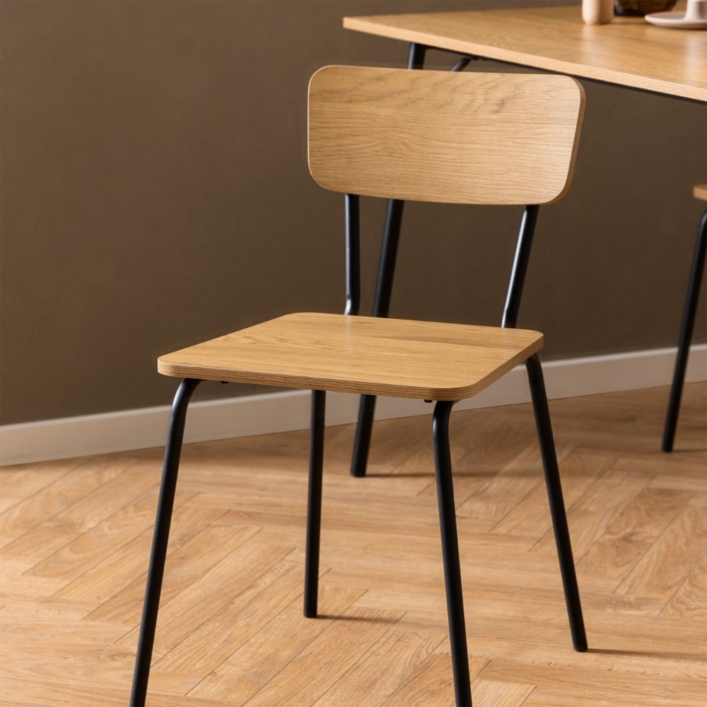 Paoli Wooden Rectangular Dining Table With 4 Chairs In Oak