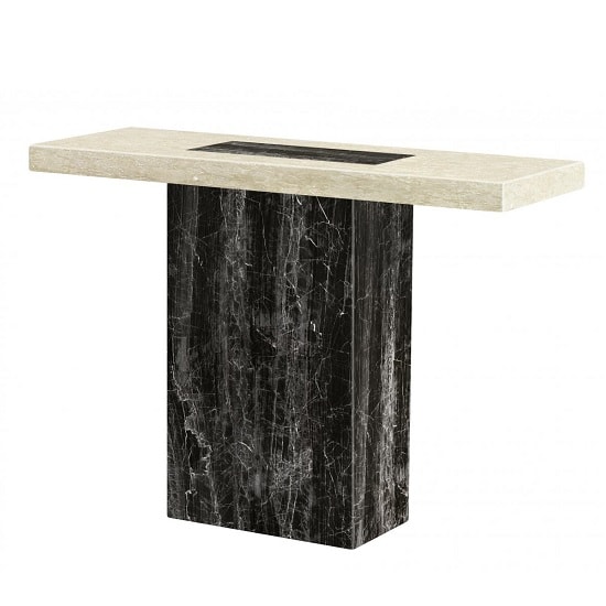 Paolo Marble Console Table Rectangular In Cream And Black