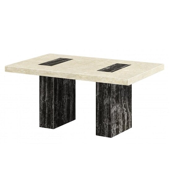 Panyin Marble Dining Table Rectangular In Cream And Black