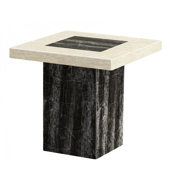 Panyin Marble Lamp Table Square In Cream And Black