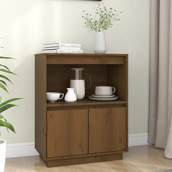 Photo of Paolo pinewood sideboard with 2 doors 1 shelf in honey brown