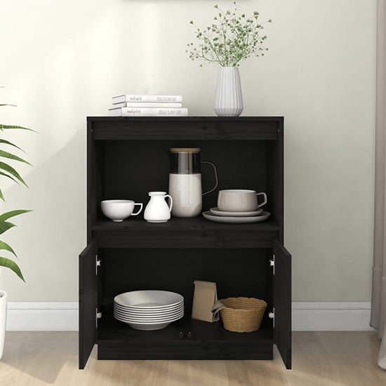 Paolo Pinewood Sideboard With 2 Doors 1 Shelf In Black_2