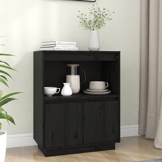 Paolo Pinewood Sideboard With 2 Doors 1 Shelf In Black_1