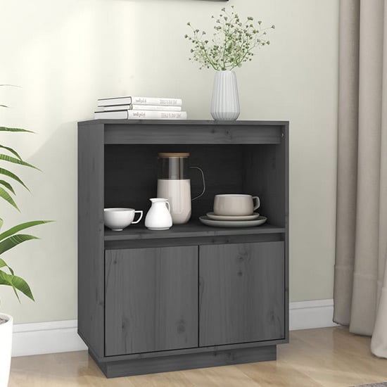 Paolo Pinewood Sideboard With 2 Doors 1 Shelf In Grey