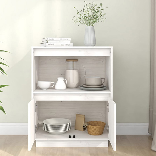 Paolo Pinewood Sideboard With 2 Doors 1 Shelf In White_2
