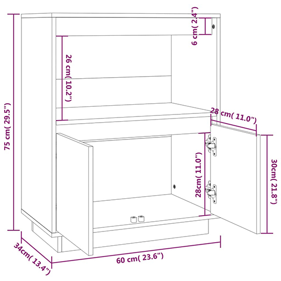 Paolo Pinewood Sideboard With 2 Doors 1 Shelf In White