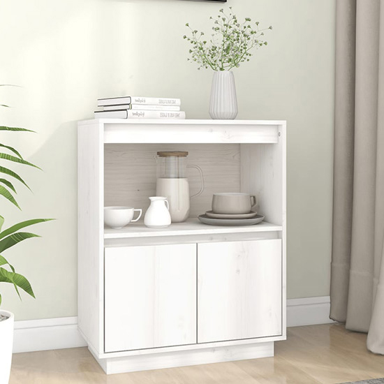 Product photograph of Paolo Pinewood Sideboard With 2 Doors 1 Shelf In White from Furniture in Fashion