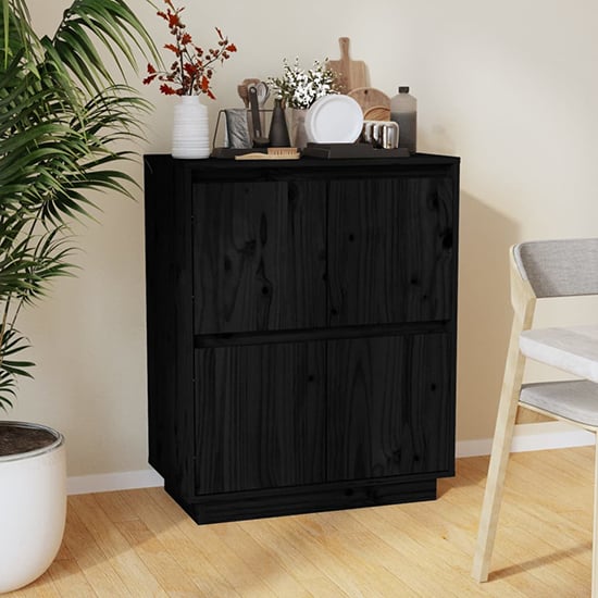 Paolo Pinewood Sideboard With 4 Doors In Black