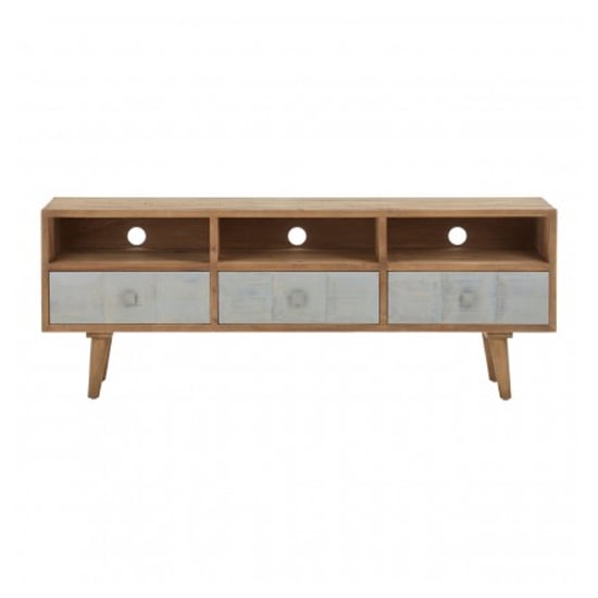 View Papeka wooden tv stand with 3 drawers in natural and whitewash