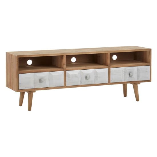 Photo of Papeka wooden sideboard with 2 doors in natural and whitewash